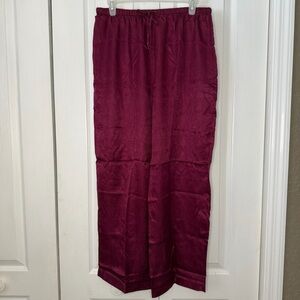 Claire's Rose Vintage Wine-Red Burgundy 100% Silk Pajama Pants paisley L